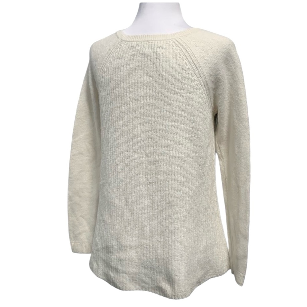 LOFT Cream Gray Crew Neck Knit Sweater Womens Sz M - Picture 7 of 9